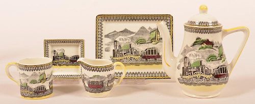 FIVE PIECES OF RAILWAY PATTERN CHINA.Five