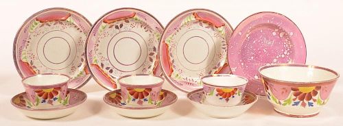 11 PIECES OF PINK LUSTRE CHINA.Lot