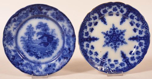 TWO VARIOUS FLOW BLUE TRANSFER CHINA