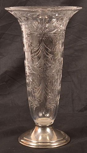 HAWKES STERLING BASE CUT GLASS