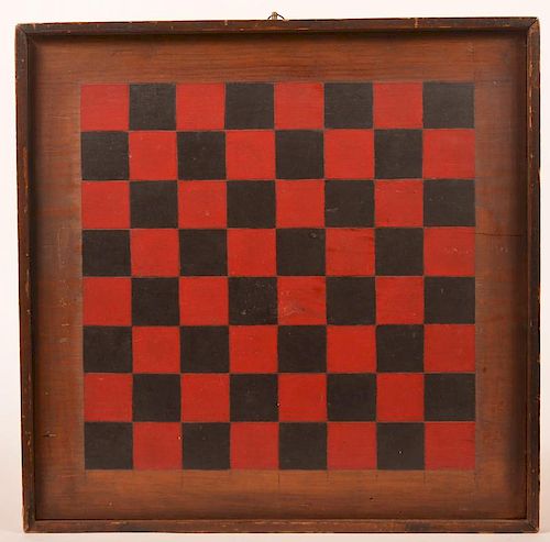 ANTIQUE RED AND BLACK PAINTED GAME 39c1ad