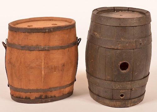 TWO ANTIQUE WOODEN CANTEENS Two 39c1bb