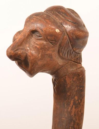 19TH CENTURY FOLK ART CARVED WALKING