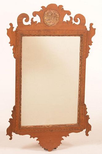 CHIPPENDALE MAHOGANY FRAMED MIRROR.American