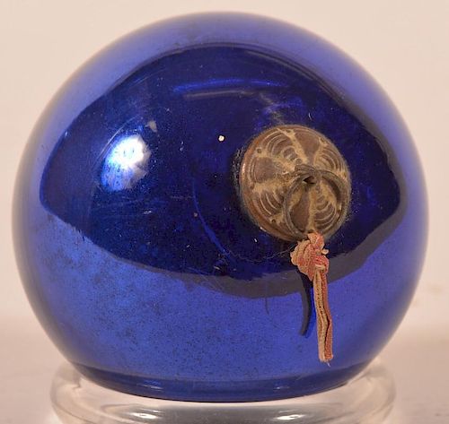 COBALT BLUE GLASS BALL FORM GERMAN KUGEL.Antique