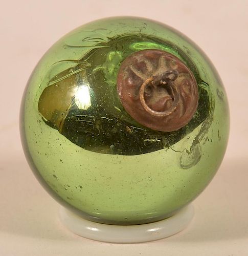 GREEN BLOWN GLASS BALL FORM GERMAN