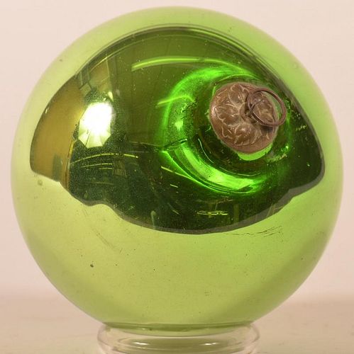 GREEN BLOWN GLASS BALL FORM GERMAN 39c1f9