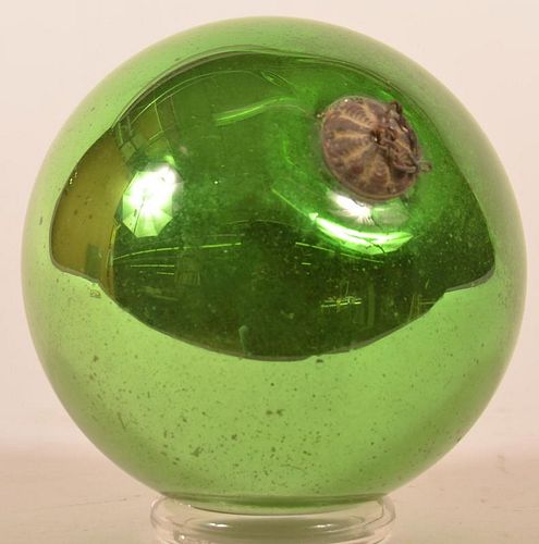 GREEN BLOWN GLASS BALL FORM GERMAN 39c1fb