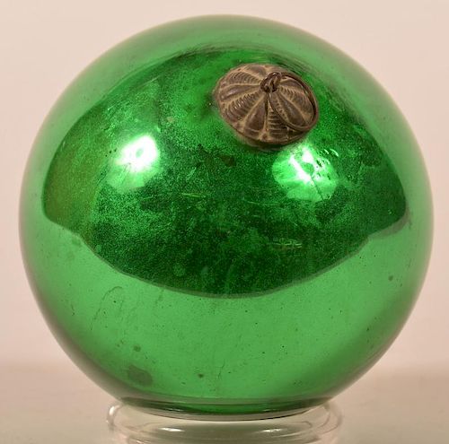 GREEN BLOWN GLASS BALL FORM GERMAN 39c209