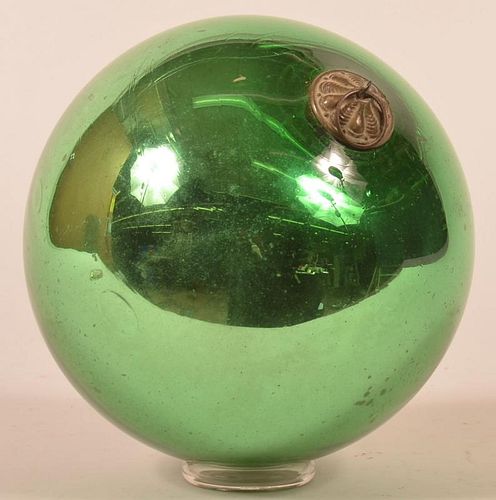 GREEN BLOWN GLASS BALL FORM GERMAN