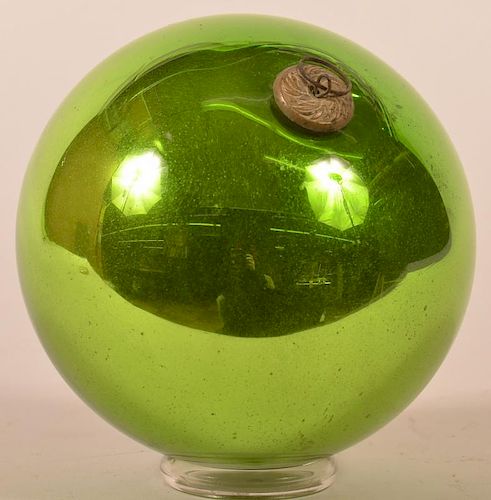 GREEN BLOWN GLASS BALL FORM GERMAN 39c206