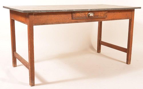 19TH CENTURY ZINC TOP HARVEST TABLE 19th 39c22f