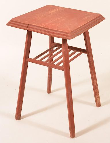 SOFTWOOD STAND W/ RED PAINT & PENCIL