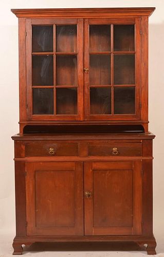 MIXED WOOD TWO PART DUTCH CUPBOARD.Federal