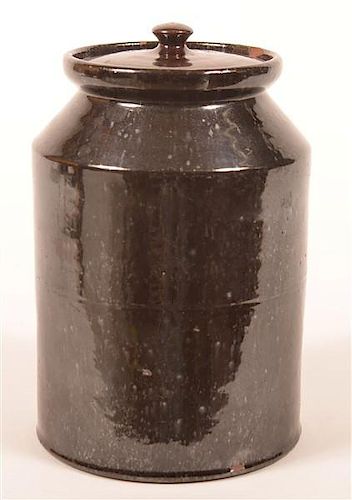 REDWARE COVERED STORAGE JAR SIGNED