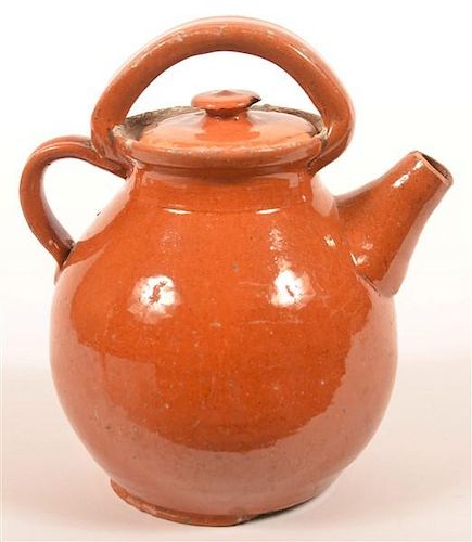 GLAZED REDWARE POTTERY COVERED 39c292