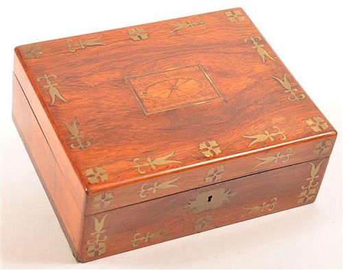 19TH CENTURY BRASS INLAID ROSEWOOD