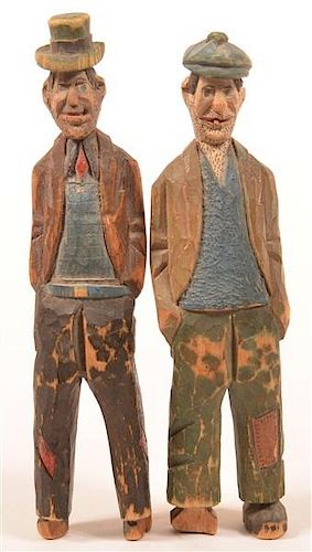 TWO VINTAGE FOLK ART WOOD HOBO 39c332