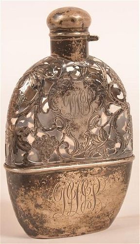 STERLING SILVER OVERLAY FLASK Sterling 39c388