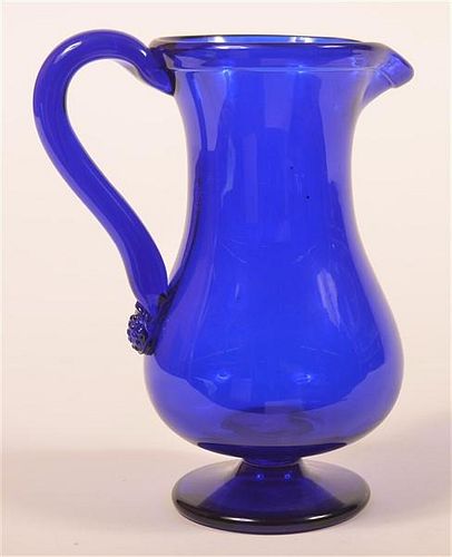 BLOWN COBALT BLUE GLASS PITCHER Blown 39c395
