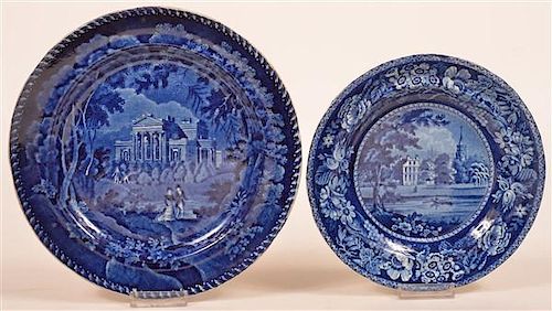 TWO STAFFORDSHIRE BLUE TRANSFER CHINA