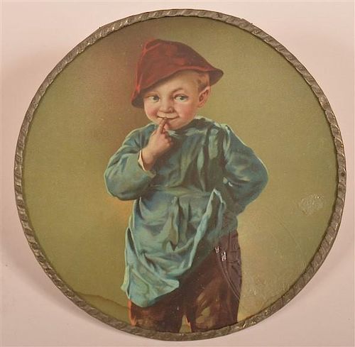 BOY WITH RED CAP FLUE COVER.Boy with