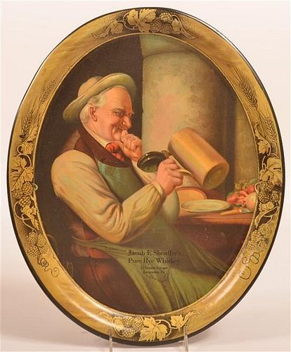 OVAL TIN LITHOGRAPH WHISKEY ADVERTISING 39c423
