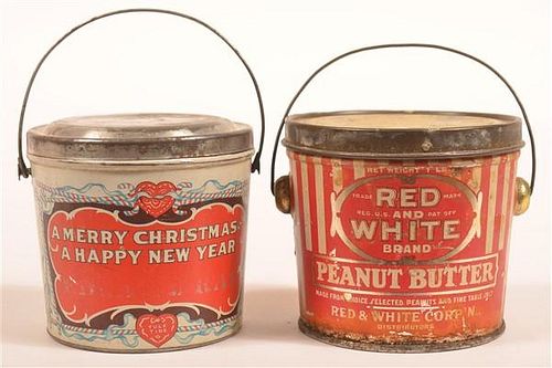 TWO VINTAGE PEANUT BUTTER TINS.Two
