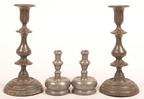 TWO PAIR OF PEWTER CANDLESTICKS Two 39c493