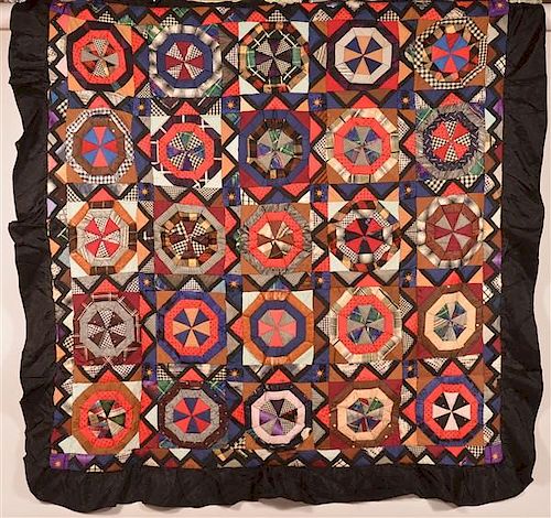 CRAZY PATCHWORK QUILTED COVER.Crazy