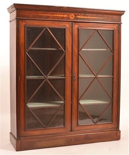 FEDERAL STYLE INLAID TWO DOOR BOOKCASE.Mahogany