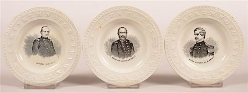 THREE IRONSTONE CHINA ALPHABET PLATES.Three