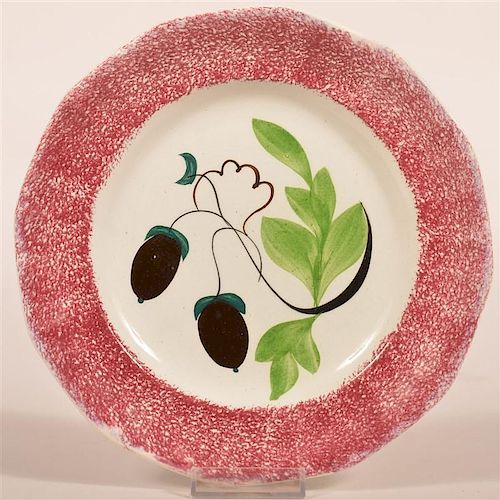 RED SPATTER ACORN PATTERN IRONSTONE