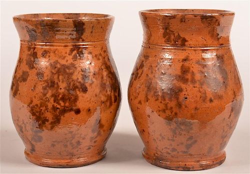 PAIR OF PENNSYLVANIA REDWARE JARS 39c5b0