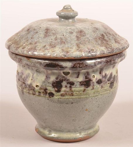 STAHL REDWARE POTTERY COVERED SUGAR
