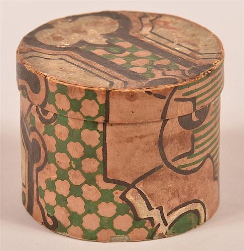 WALLPAPER COVERED TRINKET CANISTER Mid 39c5d0