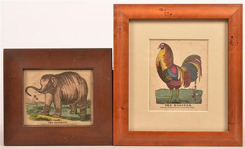 TWO HAND COLORED CHILDREN'S PRINTS.Two