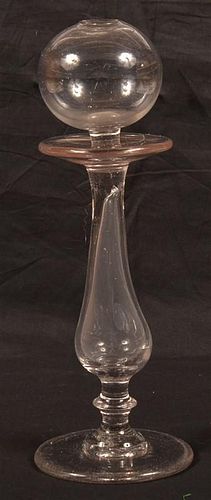 BLOWN COLORLESS GLASS PEDESTAL LAMP.Early