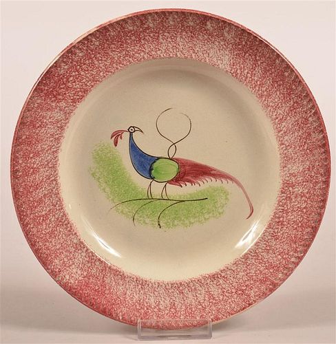 RED SPATTER IRONSTONE PEAFOWL PATTERN