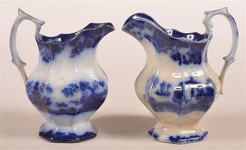 TWO FLOW BLUE IRONSTONE CHINA CREAM