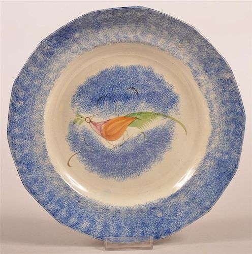 BLUE SPATTER PEAFOWL PATTERN IRONSTONE