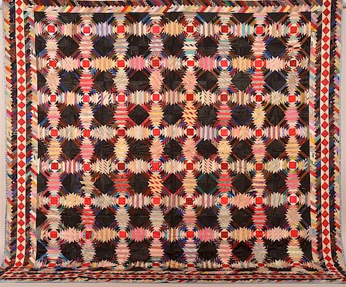 ANTIQUE GEOMETRIC PATCHWORK QUILT.Antique