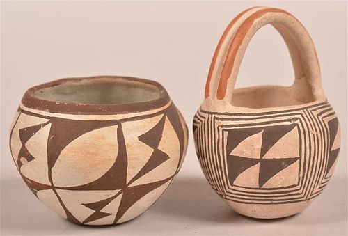 TWO VINTAGE ACOMA TYPE PUEBLO POTS.Two