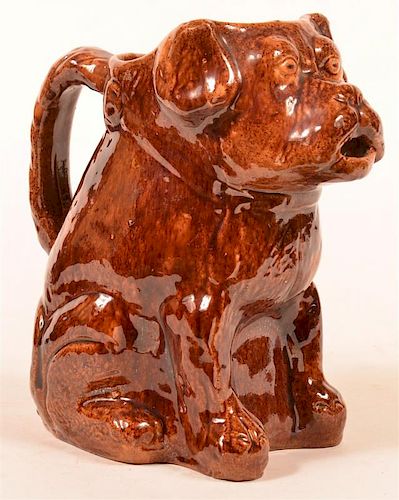 SEATED DOG FIGURAL REDWARE POTTERY 39c714