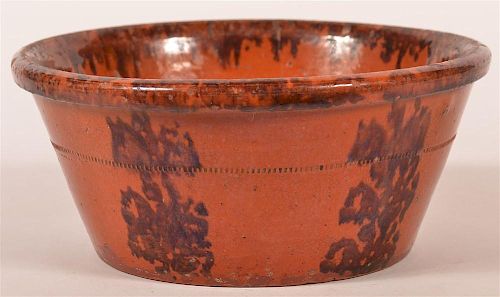 19TH C. MOTTLE GLAZED PA REDWARE