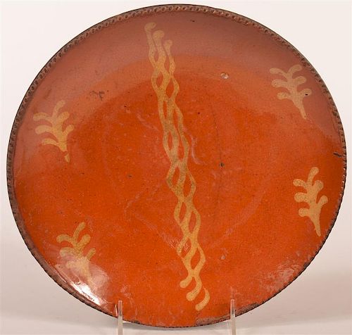 19TH C. PA REDWARE POTTERY SLIP