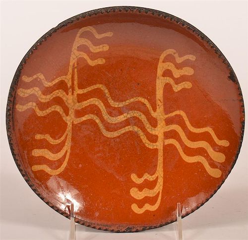 19TH C. PA REDWARE POTTERY SLIP