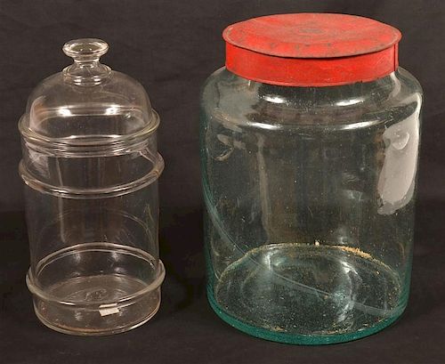 TWO 19TH CENTURY GLASS CANISTERS 39c77d