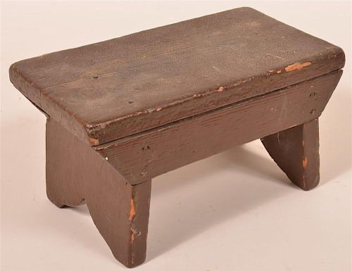 ANTIQUE SOFTWOOD FOOT STOOL PAINTED