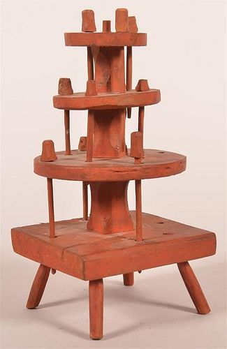 19TH C PRIMITIVE WOOD SEWING STAND 39c7c2